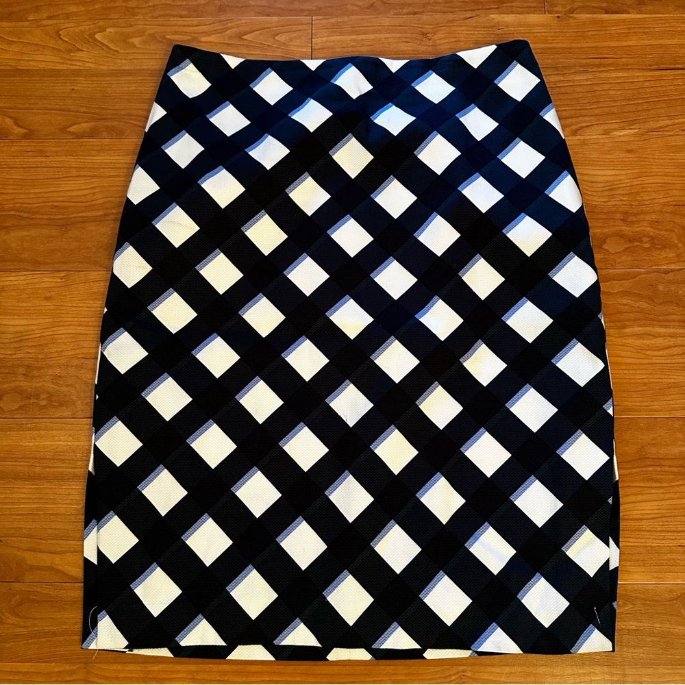 Ann Taylor Blue & White Checkered Skirt